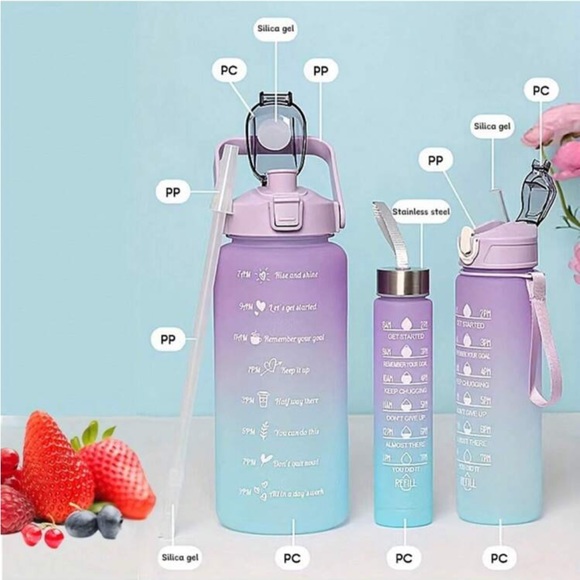 3 Motivational Water Bottles for Sports, Fitness or Gifts NEW - Picture 3 of 7